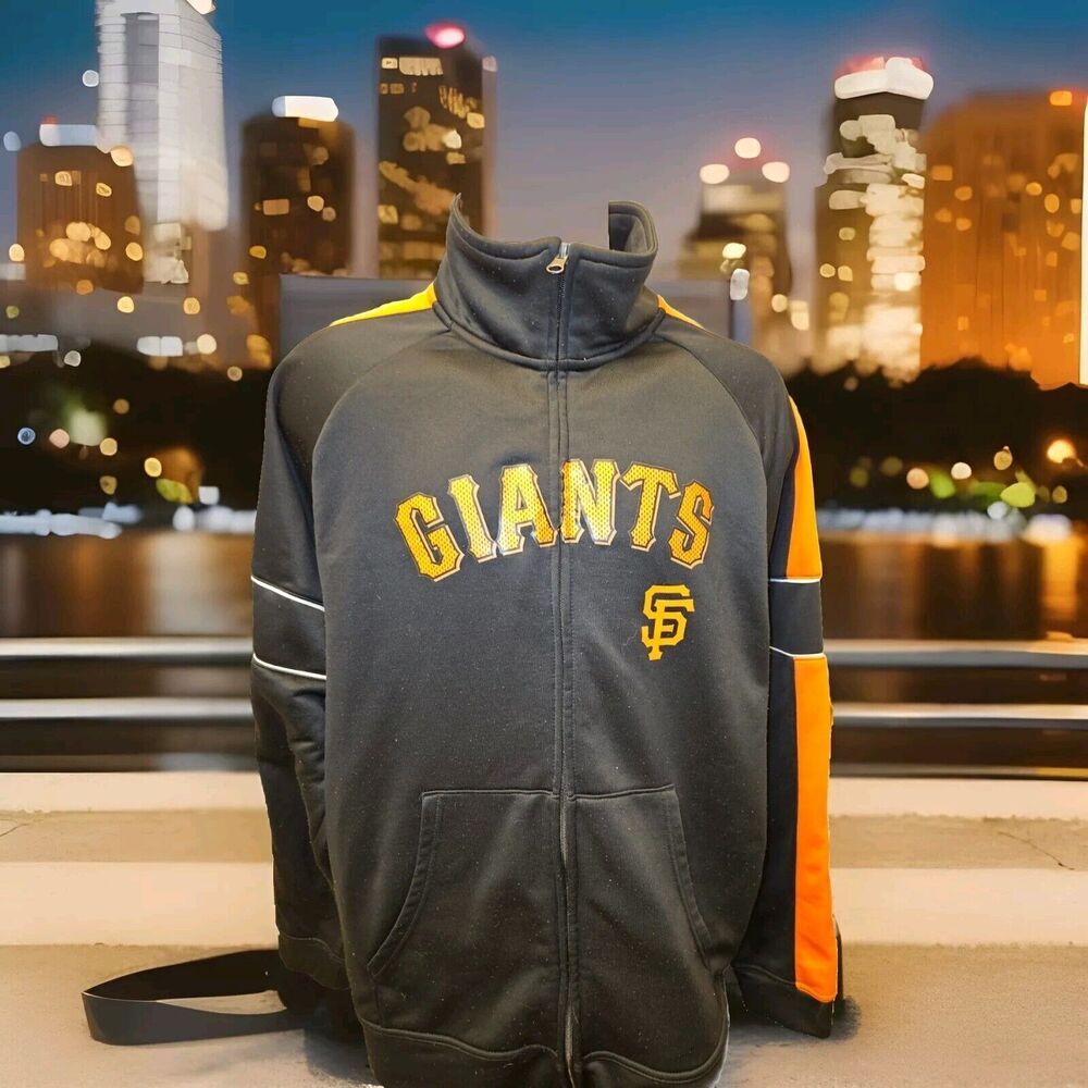MAJESTIC MLB Baseball San Francisco Giants Dugout Track Jacket Black Full Zip XL